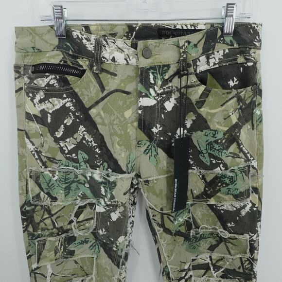 Rockstar Original Jeans Men 30x34 Brown Shake Tree Camo Stacked Flare Streetwear - Picture 3 of 13